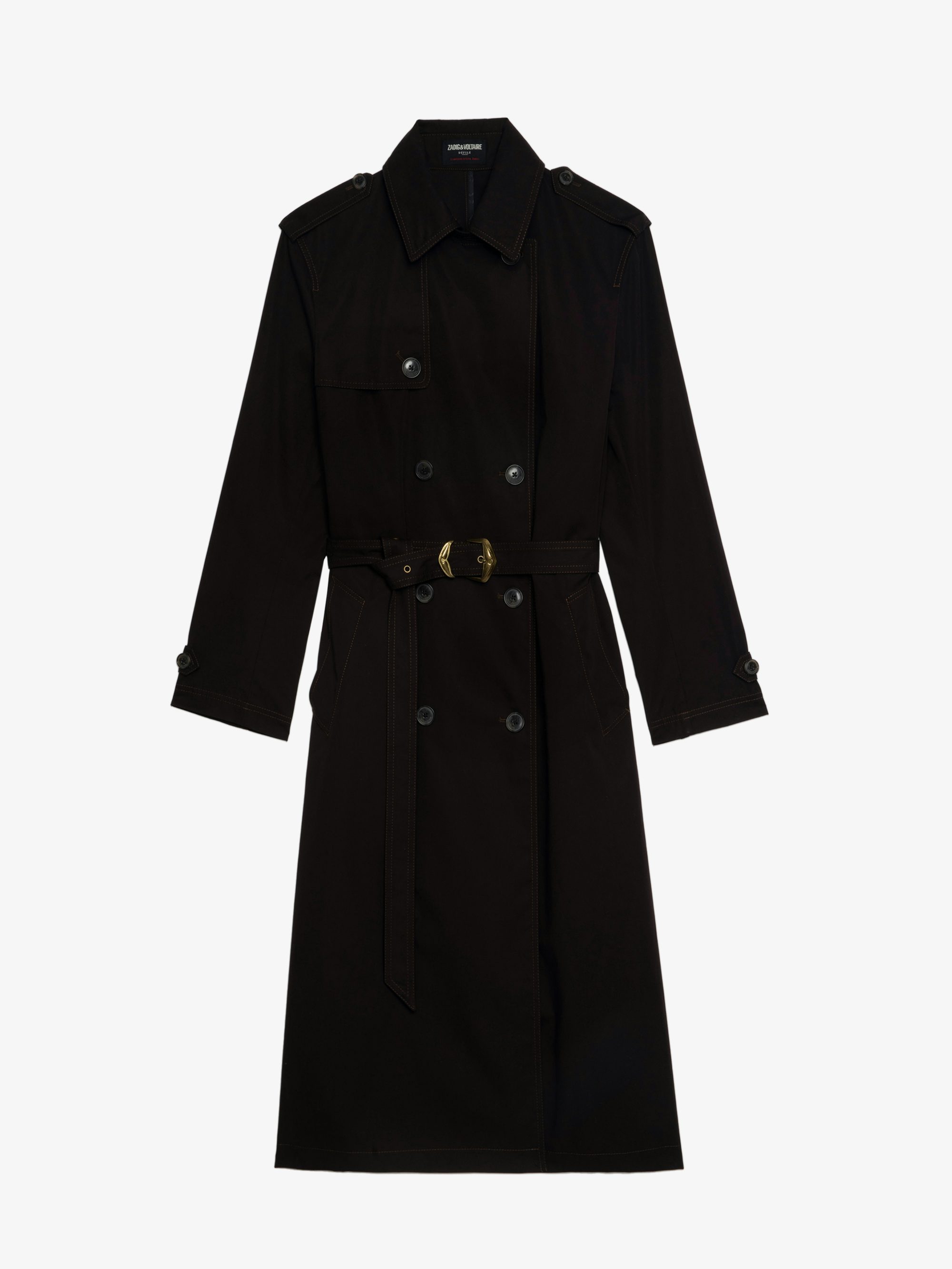 Kenar Trench Coat - Crisp cotton trench coat, long sleeves, removable belt and double-breasted button fastening.